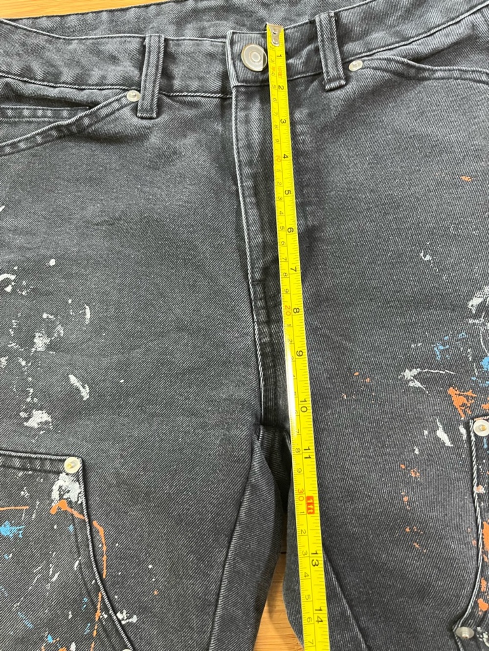 No Boundaries Paint Splatter Charcoal Denim Carpenter Straight Leg Jeans - Picture 9 of 12